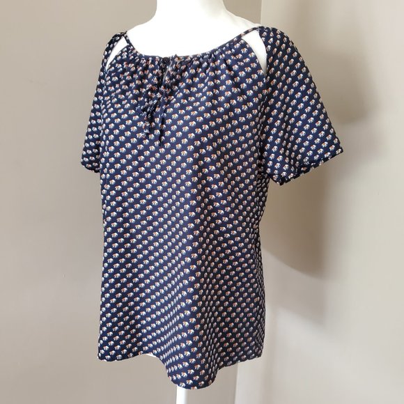 Anthropologie Tops - Anthropologie Tulle Elephant Print Tie Front Top